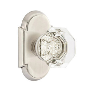 Emtek 8108-OT-US15 Old Town Clear Crystal Door Knob Passage Set With #8 Rosette Satin Nickel