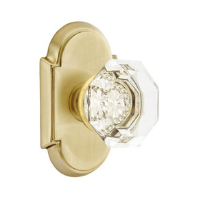 Emtek 8108-OT-US4 Old Town Clear Crystal Door Knob Passage Set With #8 Rosette Satin Brass