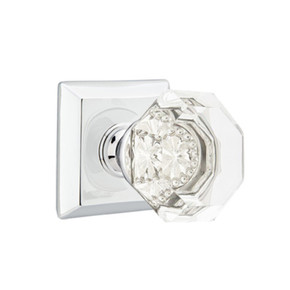 Emtek 8131-OT-US26 Old Town Clear Crystal Door Knob Passage Set With Quincy Rosette Polished Chrome