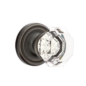 Emtek 8200-OT-US10B Old Town Clear Crystal Door Knob Privacy Set With Regular Rosette Oil Rubbed Bronze