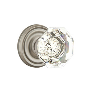 Emtek 8200-OT-US15A Old Town Clear Crystal Door Knob Privacy Set With Regular Rosette Pewter