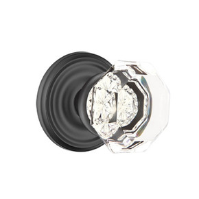 Emtek 8200-OT-US19 Old Town Clear Crystal Door Knob Privacy Set With Regular Rosette Flat Black