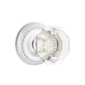 Emtek 8201-OT-US26 Old Town Clear Crystal Door Knob Privacy Set With Rope Rosette Polished Chrome