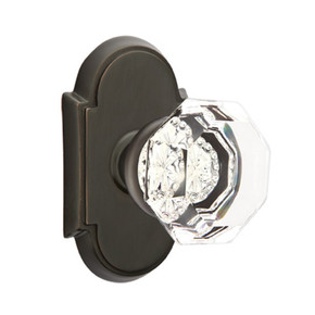 Emtek 8208-OT-US10B Old Town Clear Crystal Door Knob Privacy Set With #8 Rosette Oil Rubbed Bronze