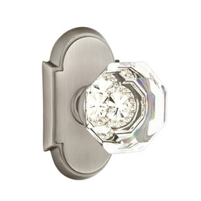 Emtek 8208-OT-US15A Old Town Clear Crystal Door Knob Privacy Set With #8 Rosette Pewter