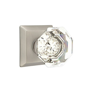 Emtek 8231-OT-US15A Old Town Clear Crystal Door Knob Privacy Set With Quincy Rosette Pewter