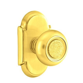 Emtek 8058-BT-US3 Belmont Door Knob Dummy Set With #8 Rosette Polished Brass