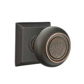Emtek 8531-BT-US10B Belmont Door Knob Dummy Set With Quincy Rosette Oil Rubbed Bronze