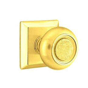 Emtek 8531-BT-US3 Belmont Door Knob Dummy Set With Quincy Rosette Polished Brass