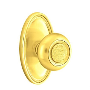 Emtek 8120-BT-US3 Belmont Door Knob Passage Set With Oval Rosette Polished Brass