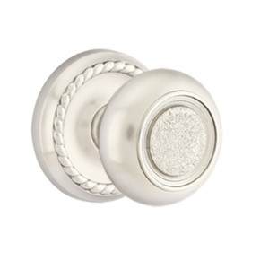 Emtek 8201-BT-US15 Belmont Door Knob Privacy Set With Rope Rosette Satin Nickel