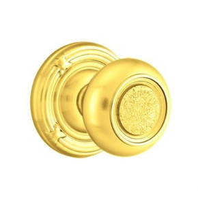 Emtek 8207-BT-US3 Belmont Door Knob Privacy Set With Ribbon & Reed Rosette Polished Brass
