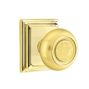 Emtek 8261-BT-US3 Belmont Door Knob Privacy Set With Wilshire Rosette Polished Brass