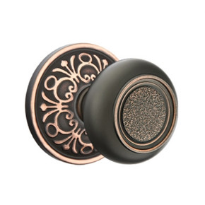 Emtek 8056-BT-US10B Belmont Door Knob Dummy Set With Lancaster Rosette Oil Rubbed Bronze