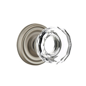 Emtek 8050-LW-US15A Lowell Crystal Door Knob Dummy Set With Regular Rosette Pewter