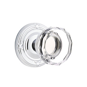 Emtek 8057-LW-US26 Lowell Crystal Door Knob Dummy Set With Ribbon & Reed Rosette Polished Chrome