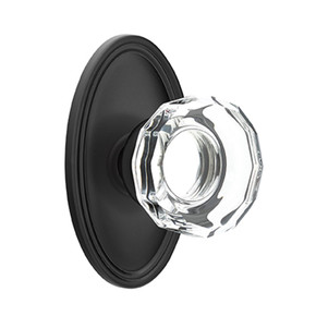 Emtek 8520-LW-US19 Lowell Crystal Door Knob Dummy Set With Oval Rosette Flat Black
