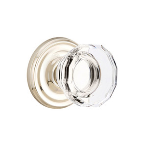 Emtek 8100-LW-US14 Lowell Crystal Door Knob Passage Set With Regular Rosette Polished Nickel