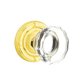 Emtek 8101-LW-US3 Lowell Crystal Door Knob Passage Set With Rope Rosette Polished Brass