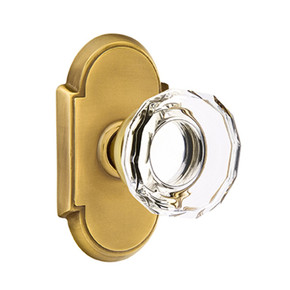 Emtek 8108-LW-US7 Lowell Crystal Door Knob Passage Set With #8 Rosette French Antique