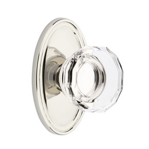 Emtek 8120-LW-US14 Lowell Crystal Door Knob Passage Set With Oval Rosette Polished Nickel