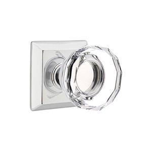 Emtek 8131-LW-US26 Lowell Crystal Door Knob Passage Set With Quincy Rosette Polished Chrome