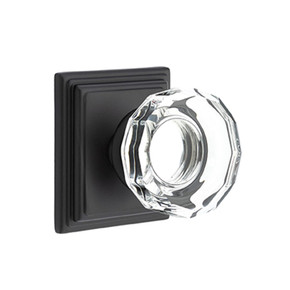 Emtek 8161-LW-US19 Lowell Crystal Door Knob Passage Set With Wilshire Rosette Flat Black