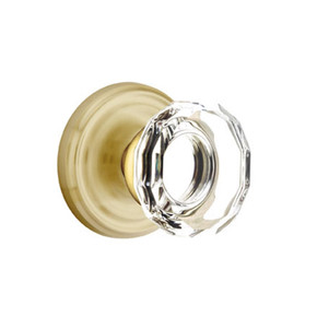 Emtek 8200-LW-US4 Lowell Crystal Door Knob Privacy Set With Regular Rosette Satin Brass