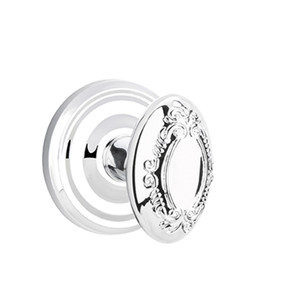 Emtek 8050-V-US26 Victoria Door Knob Dummy Set With Regular Rosette Polished Chrome