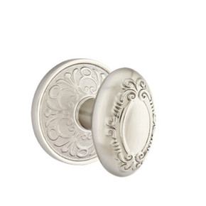 Emtek 8056-V-US15 Victoria Door Knob Dummy Set With Lancaster Rosette Satin Nickel