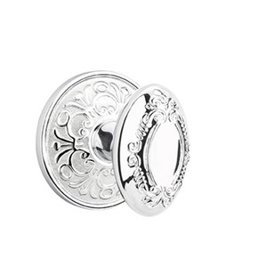 Emtek 8056-V-US26 Victoria Door Knob Dummy Set With Lancaster Rosette Polished Chrome