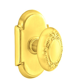 Emtek 8058-V-US3 Victoria Door Knob Dummy Set With #8 Rosette Polished Brass