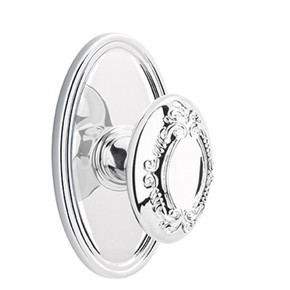 Emtek 8520-V-US26 Victoria Door Knob Dummy Set With Oval Rosette Polished Chrome