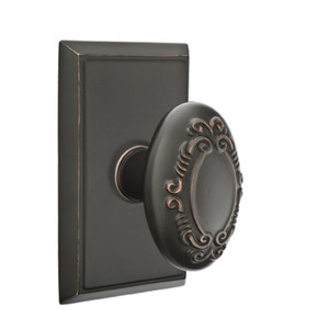Emtek 8521-V-US10B Victoria Door Knob Dummy Set With Rectangular Rosette Oil Rubbed Bronze