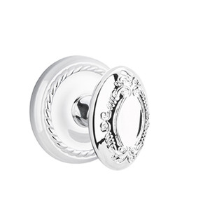 Emtek 8101-V-US26 Victoria Door Knob Passage Set With Rope Rosette Polished Chrome