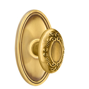 Emtek 8120-V-US7 Victoria Door Knob Passage Set With Oval Rosette French Antique