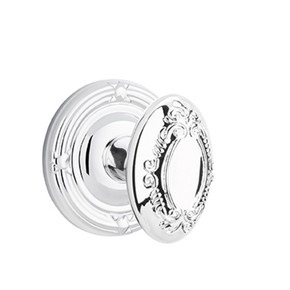 Emtek 8207-V-US26 Victoria Door Knob Privacy Set With Ribbon & Reed Rosette Polished Chrome