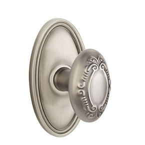 Emtek 8220-V-US15A Victoria Door Knob Privacy Set With Oval Rosette Pewter