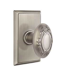 Emtek 8221-V-US15A Victoria Door Knob Privacy Set With Rectangular Rosette Pewter