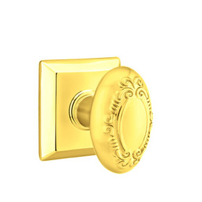 Emtek 8231-V-US3 Victoria Door Knob Privacy Set With Quincy Rosette Polished Brass