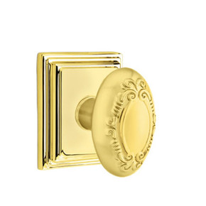 Emtek 8261-V-US3 Victoria Door Knob Privacy Set With Wilshire Rosette Polished Brass