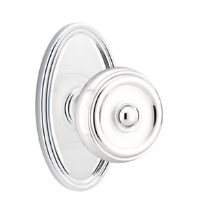 Emtek 8520-W-US26 Waverly Door Knob Dummy Set With Oval Rosette Polished Chrome