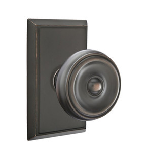 Emtek 8521-W-US10B Waverly Door Knob Dummy Set With Rectangular Rosette Oil Rubbed Bronze