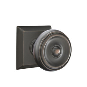Emtek 8531-W-US10B Waverly Door Knob Dummy Set With Quincy Rosette Oil Rubbed Bronze
