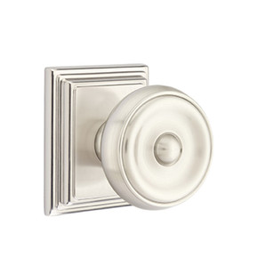 Emtek 8561-W-US15 Waverly Door Knob Dummy Set With Wilshire Rosette Satin Nickel