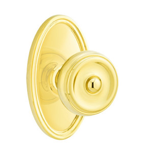 Emtek 8120-W-US3 Waverly Door Knob Passage Set With Oval Rosette Polished Brass