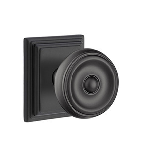 Emtek 8161-W-US19 Waverly Door Knob Passage Set With Wilshire Rosette Flat Black