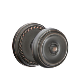 Emtek 8201-W-US10B Waverly Door Knob Privacy Set With Rope Rosette Oil Rubbed Bronze