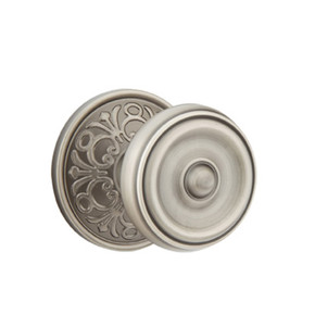 Emtek 8206-W-US15A Waverly Door Knob Privacy Set With Lancaster Rosette Pewter