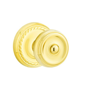 Emtek 8207-W-US3 Waverly Door Knob Privacy Set With Ribbon & Reed Rosette Polished Brass